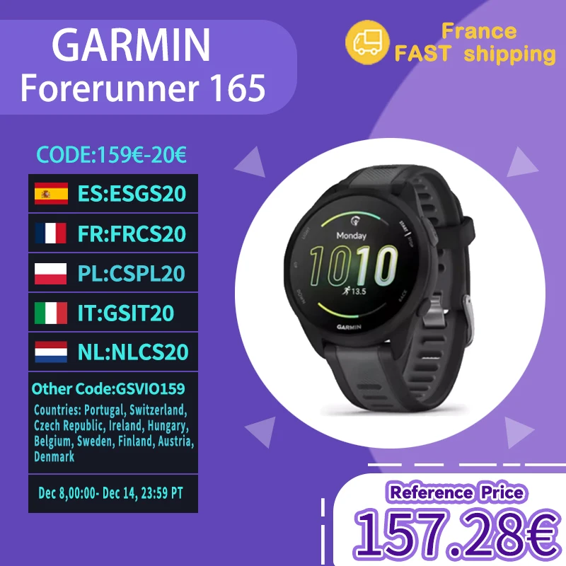 Smartwatch GARMIN Forerunner 165 z EU za $183.55 / ~681zł
