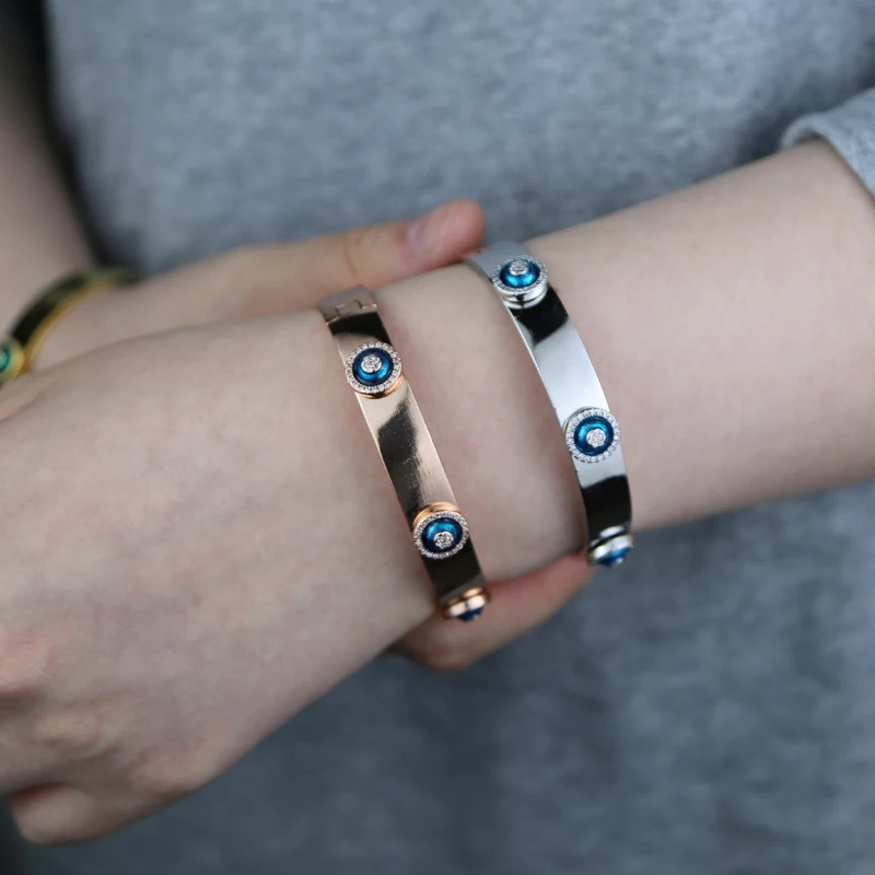 2025 Lucky Turkish Evil Eyes Women Men Open Bangle Bracelet