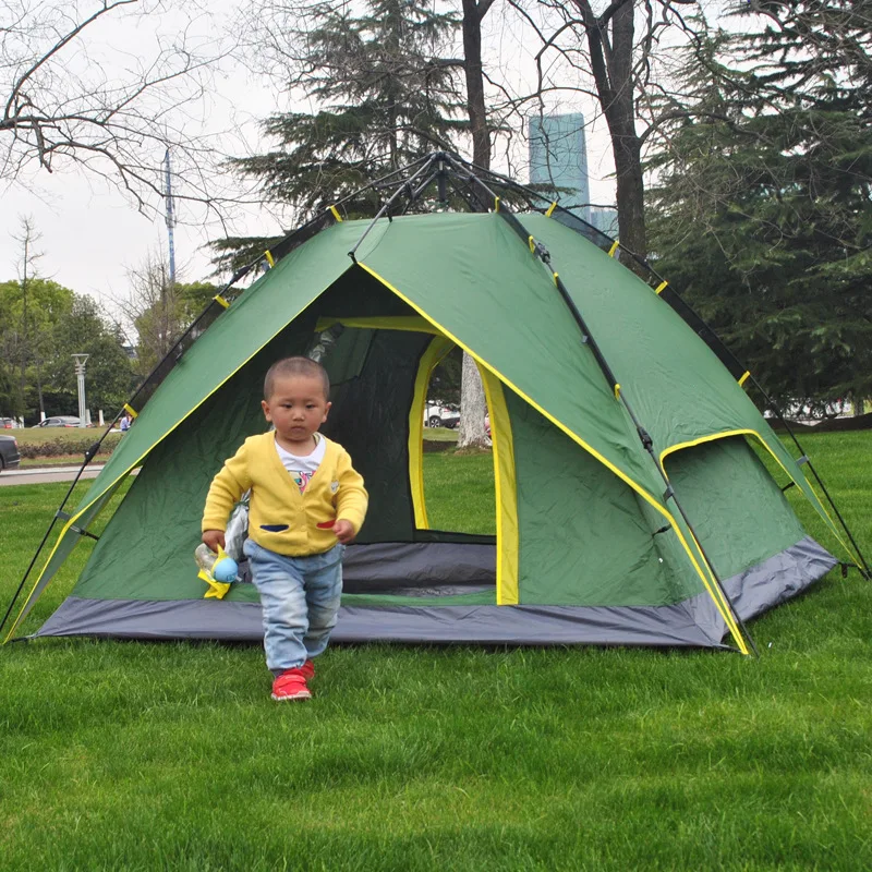 

Hydraulic Automatic Camping Tent Double Layer Instant Setup Outdoor Family Portable Backpacking for Hiking 3-4 Person 2023