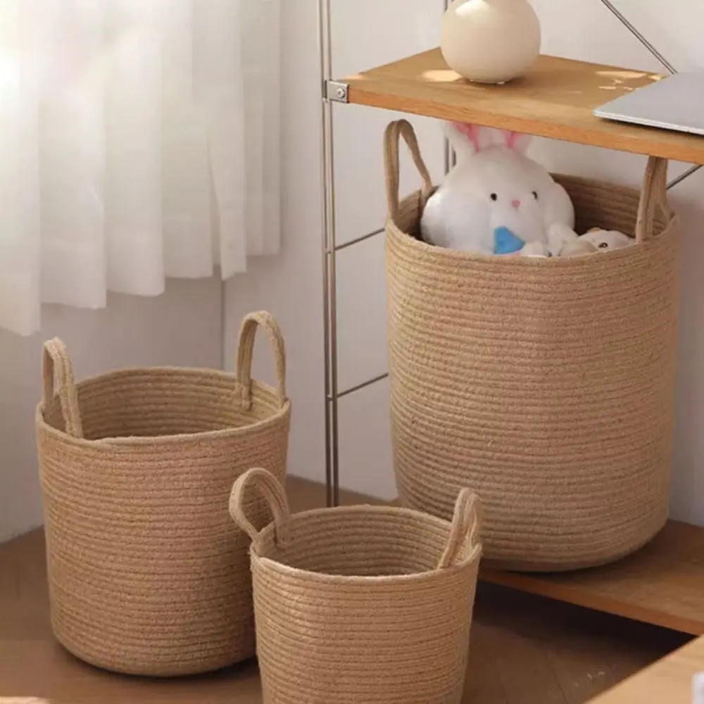 면과 린넨으로 짠 더러운 옷 바구니, 장 접이식 밀짚/등나무/라탄 수납 바구니, 대용량 수제