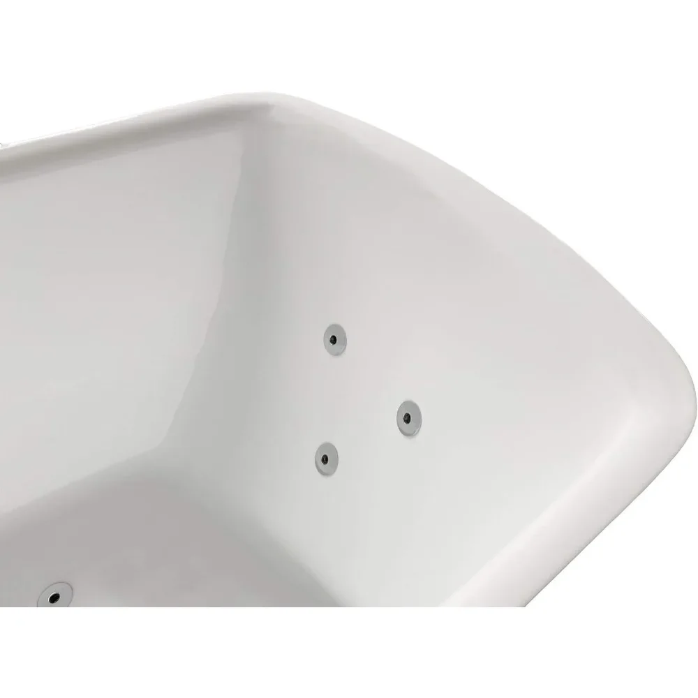 Whirlpool Bathtub with Hydraulic Massage Vortex Jet and Adjustable Bubble Injection System, Handheld Shower, Center Drainage 6