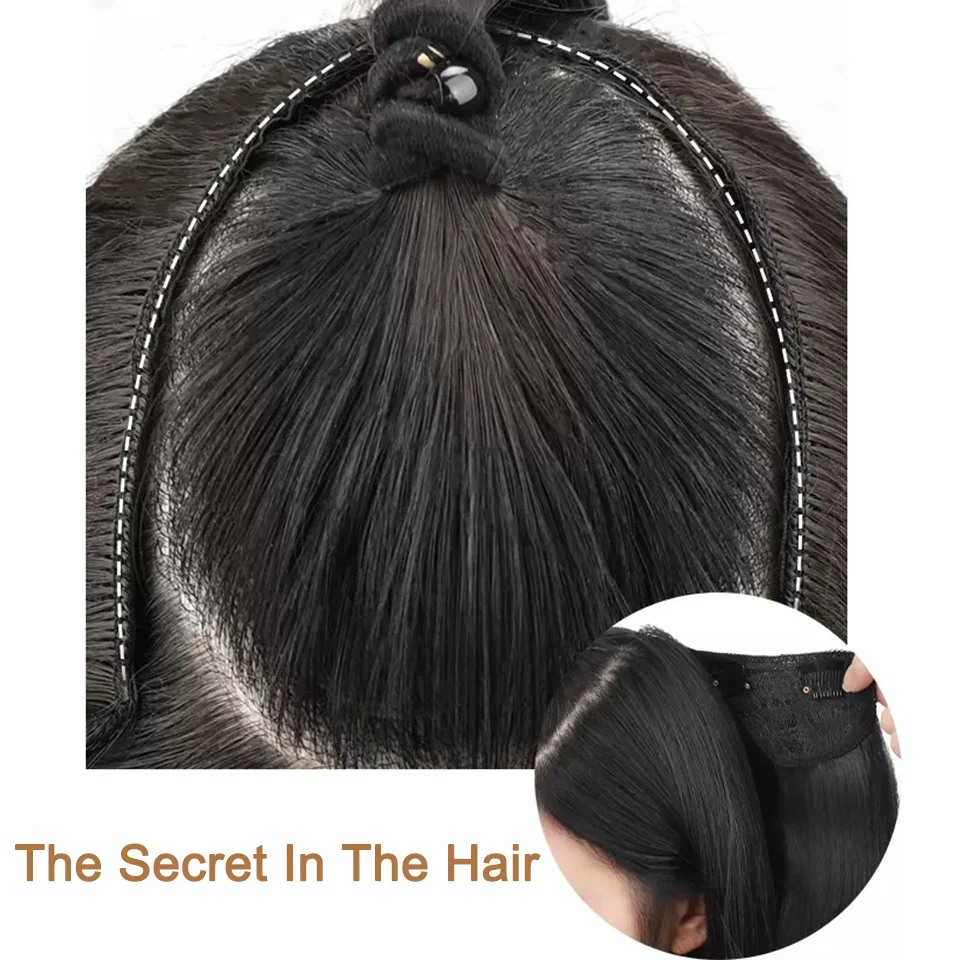 LUPU Synthetic Long Straight Hairstyles Clip In Hair Extension V Shape Heat Resistant Hairpieces Brown Black Hair