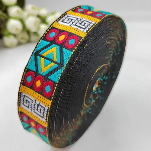 10Yards 26mm 1 Inch Handmade Embroidery Lace Trim Woven Jacquard Ribbon Retro Fashioned For Bag Straps Collar Pillowcase - Image 8
