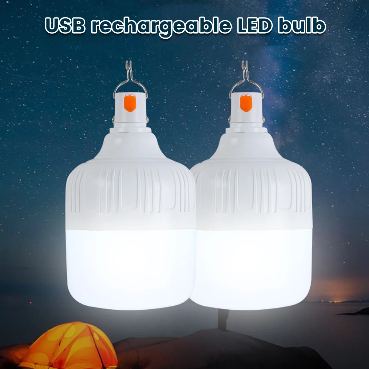 

Новинка, аварийная лампочка 80 Вт с аккумулятором 1200 мАч, USB перезаряжаемая лампочка, 3 регулируемой яркости, освещение для кемпинга