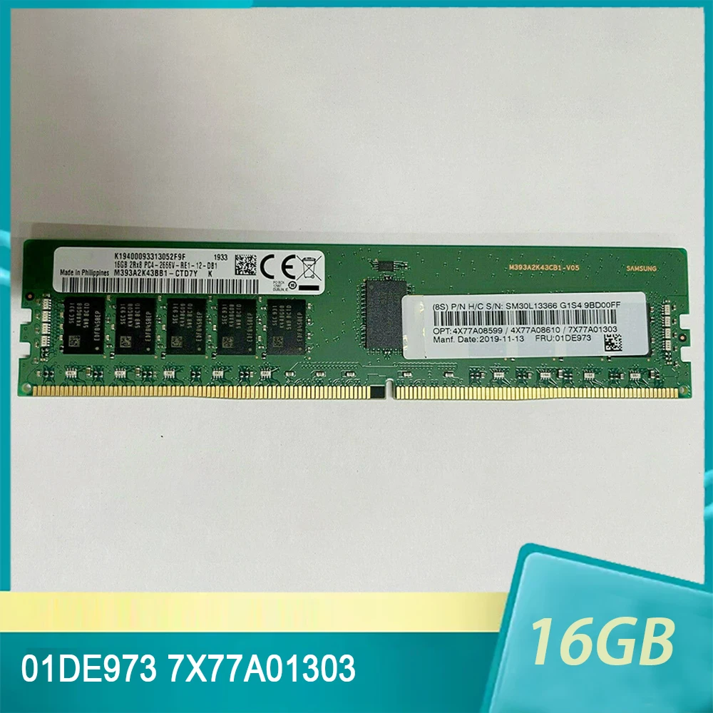 

01DE973 7X77A01303 16GB DDR4 2666 2RX8 PC4-2666V REG ECC For Lenovo Server Memory High Quality Fast Ship