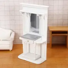 

White Color Beautiful Simulation Dressing Table Model Ornament Mini Dressing Table Lightweight for Entertainment