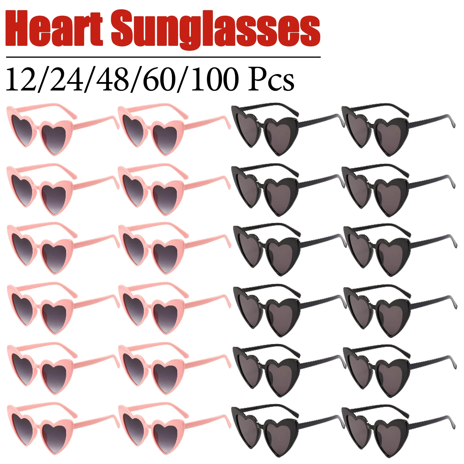 12-100 Pcs Heart Sunglasses Wedding Favors for Guests Bridal Bachelorette Party Gifts Vintage Heart Glasses Birthday Party Favor cosplay glasses party toys