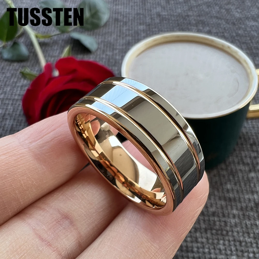 Dropshipping TUSSTEN  8MM muži ženy těžík angažmá prsten  pás drážkovaný uhlazený absolvovat módní dar šperků