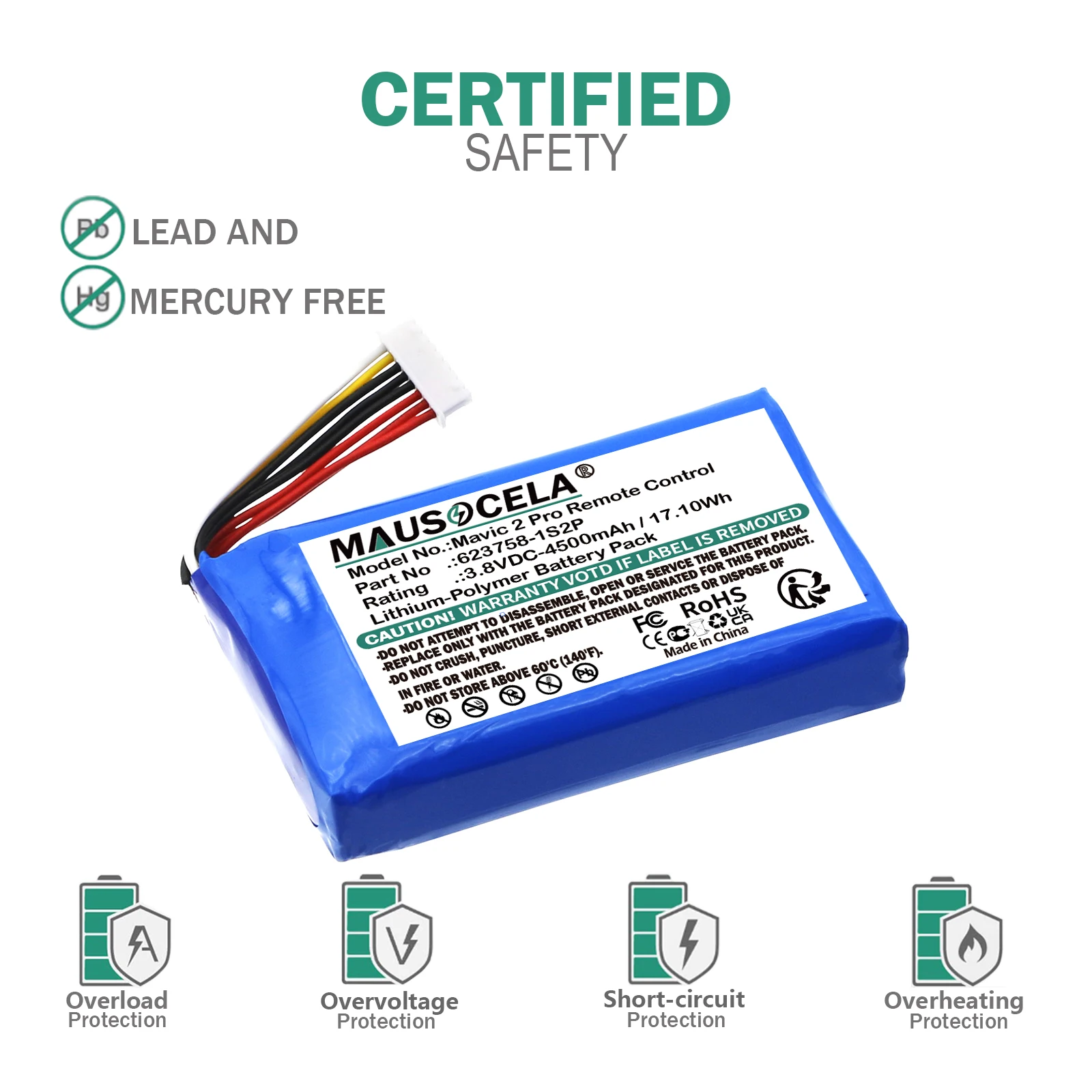 Batterie drone 7.4V 2200mAh compatible DJI Mavic Mini insérée dans un drone, prête à l'emploi.