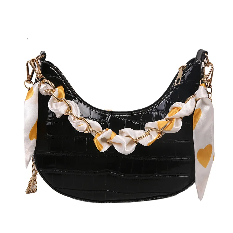 9 Colors Stone Pattern Bags 2022 New Fashion Chain Portable Women Bag Single Shoulder Simple Crescent Bag