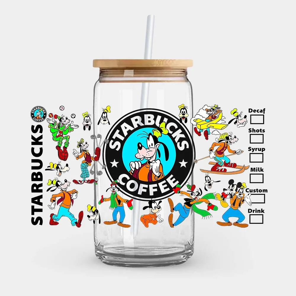 Mickey Coffee Halloween Pumpkin Yoda Winnie the Pooh UV DTF Transfer Sticker Self-Adhesive Individualized Cup Adornments