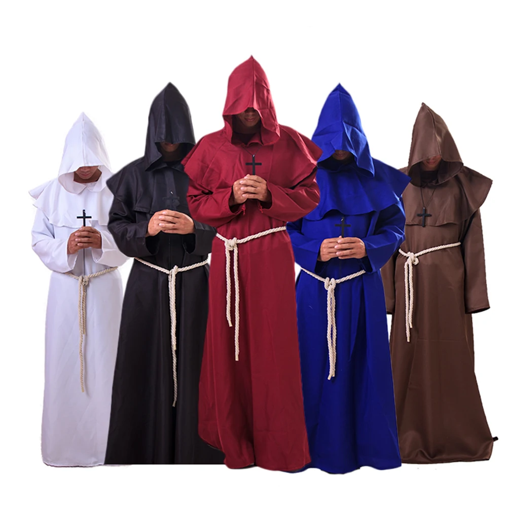 

Wizard Costume Halloween Cosplay Medieval Monk Friar Robe Priest Costume Ancient Clothing Christian Suit Purim Witch Dress Women