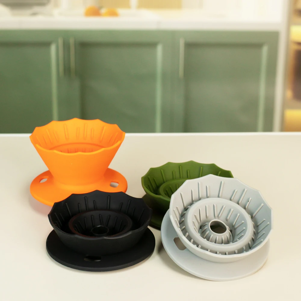 فلتر قهوة سيليكون قابل لإعادة الاستخدام، بتصميم قم...