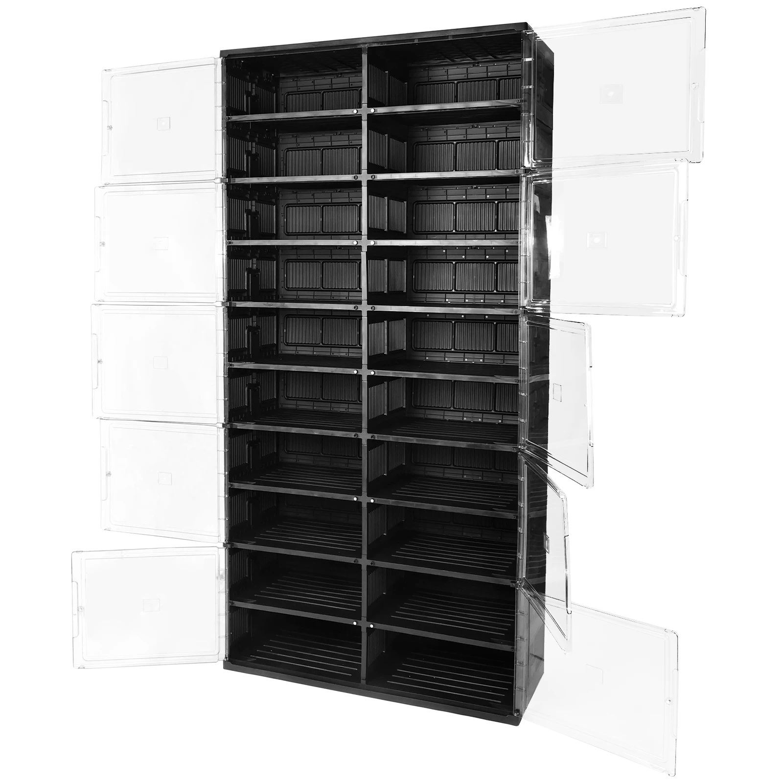 10 Tiers 40 Pairs Collapsible Shoe Storage Box with Magnetic Clear Door Shoe Organizer Shoe Shelf for Entryway & Closet