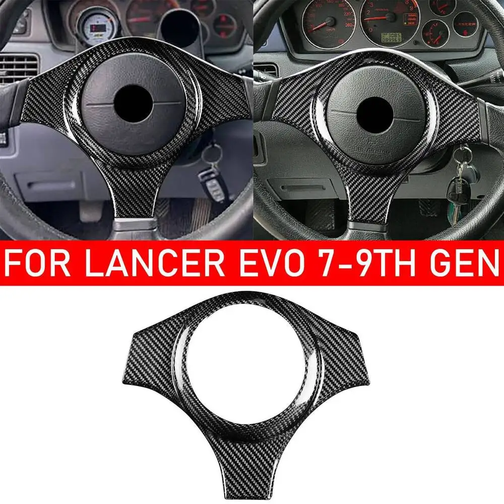 

Real Carbon Fiber Car Steering Wheel Panel Frame Cover Trim Auto Interior Styling Part For Mitsubishi EVO 7 8 9 Lancer 2001-2007