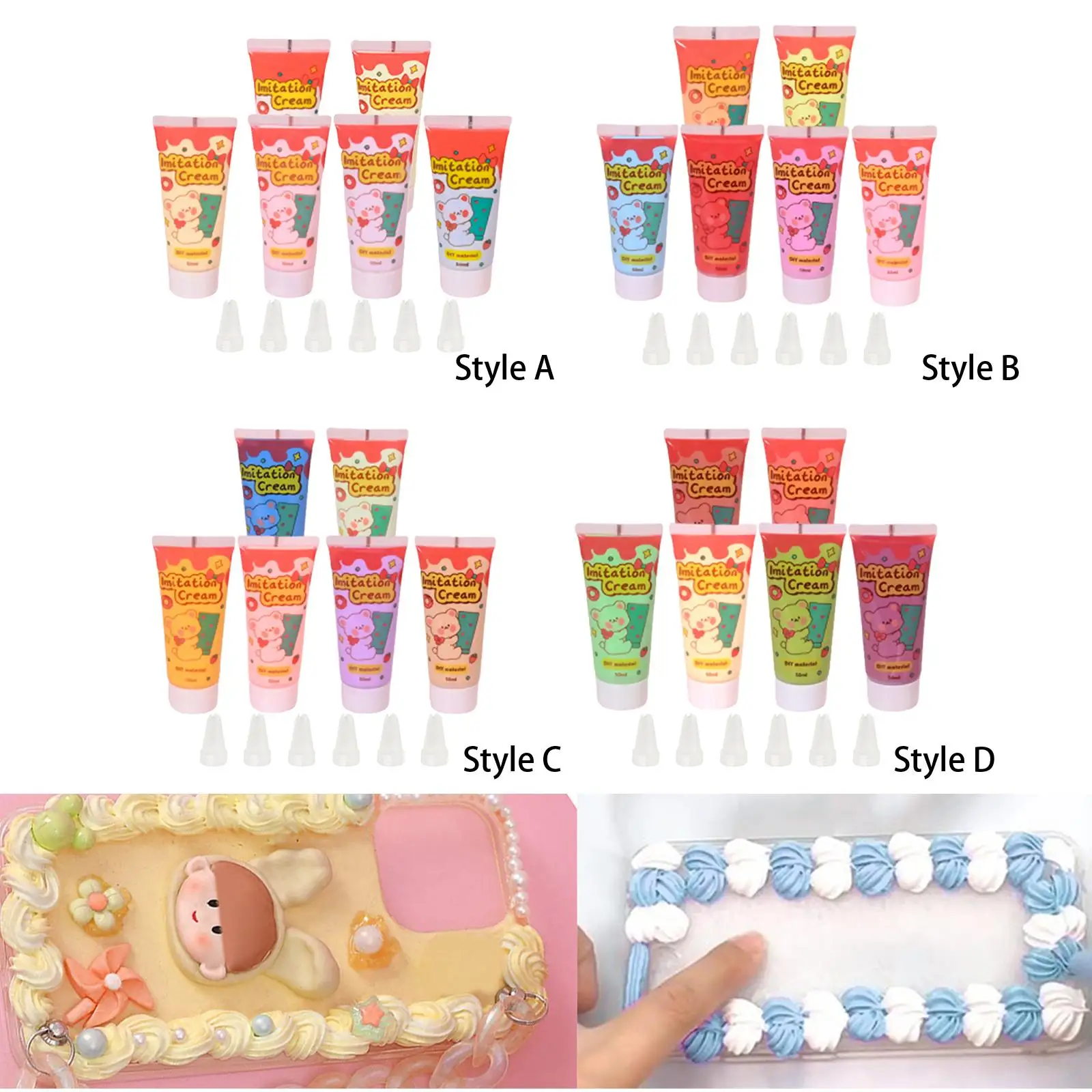 Cream Clay Glues DIY Phone Case Making 6x 50G Cream Adhesive Simulation Whipped Glue Set for Art Craft Projects Moulding liquid glue,craft supplies