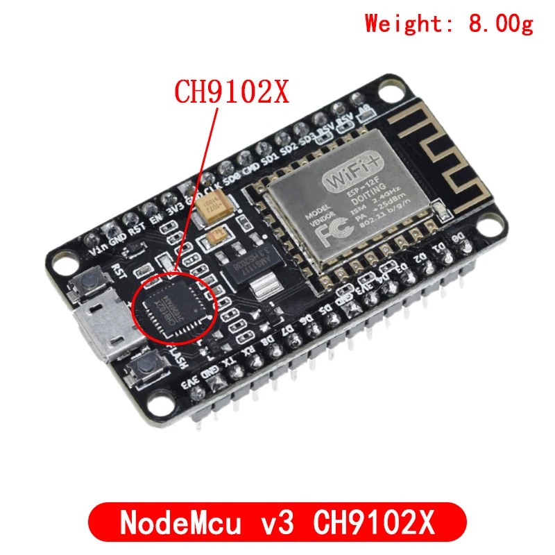Pack De 5 Placas NodeMcu ESP-8266 ESP-12F - 4 MB, WiFi, Micro USB, Compatible Con Arduino IDE Y WeMos D1 Mini
