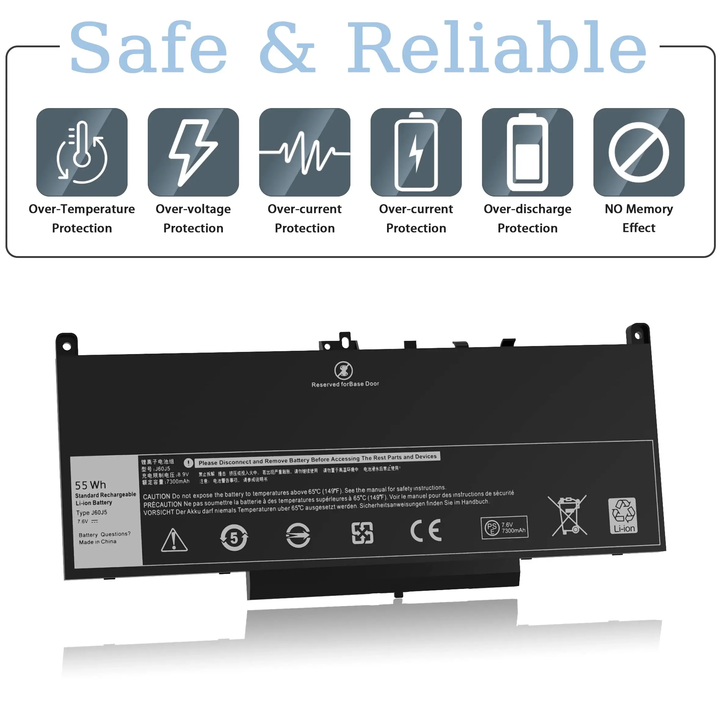 Laptop Batterij Voor Dell J60j5 E7470 E7270 Mc34y Wywj2 451-bbsy 451-bbsu R1v85 242wd 1w2y2 Pdnm2 F1ktm 5f 08V Gg4fm Nj2h R97yt