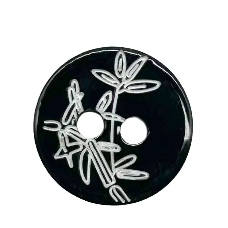20개/묶음 11.5MM 두 구멍 블랙 바텀 대나무 버튼 레트로 개성 남성 여성 셔츠 가디건 버클