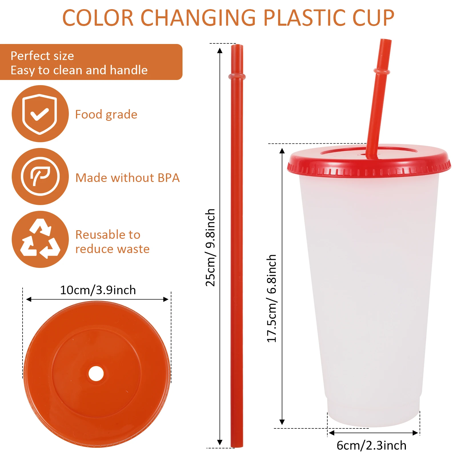 710ml Christmas Color Changing Cups with Lids and Straws - Reusable Plastic  Tumblers for Kids and Adults, Color Changing Cups for Iced Coffee, Party,  Pool 