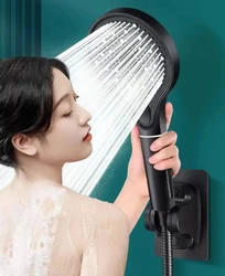 3 Modes Round Shower Head With Calcario Filter Spa High Pressure Save Water Rain Hose System Set Bathroom Faucet Accessories