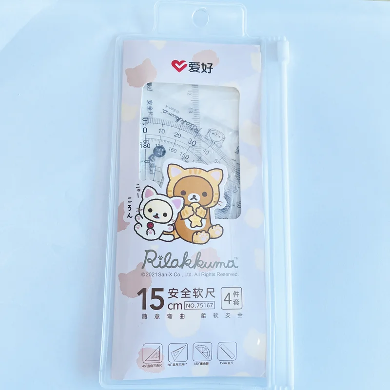 75167 Rilakkuma Soft Ruler Set mathematical rulers set Geometry Maths Square Degree Triangle Stationery Angle Rulers for School Supplies
