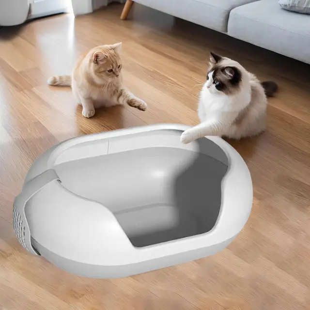 Cat Litter Box Bedpan High Sided for All Kinds of Cat Litter Pet Supplies Easy to Clean Splashproof Cat Sand Basin Cat Toilet 3
