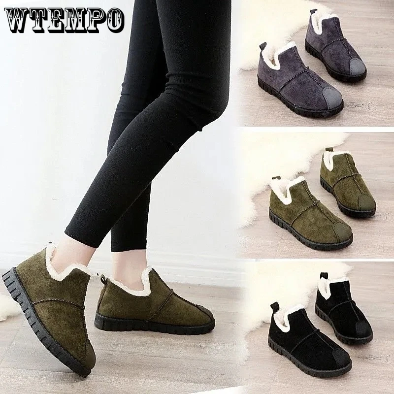 

Женские ботинки из искусственной замши, на плоской подошве, с хлопковой подкладкой