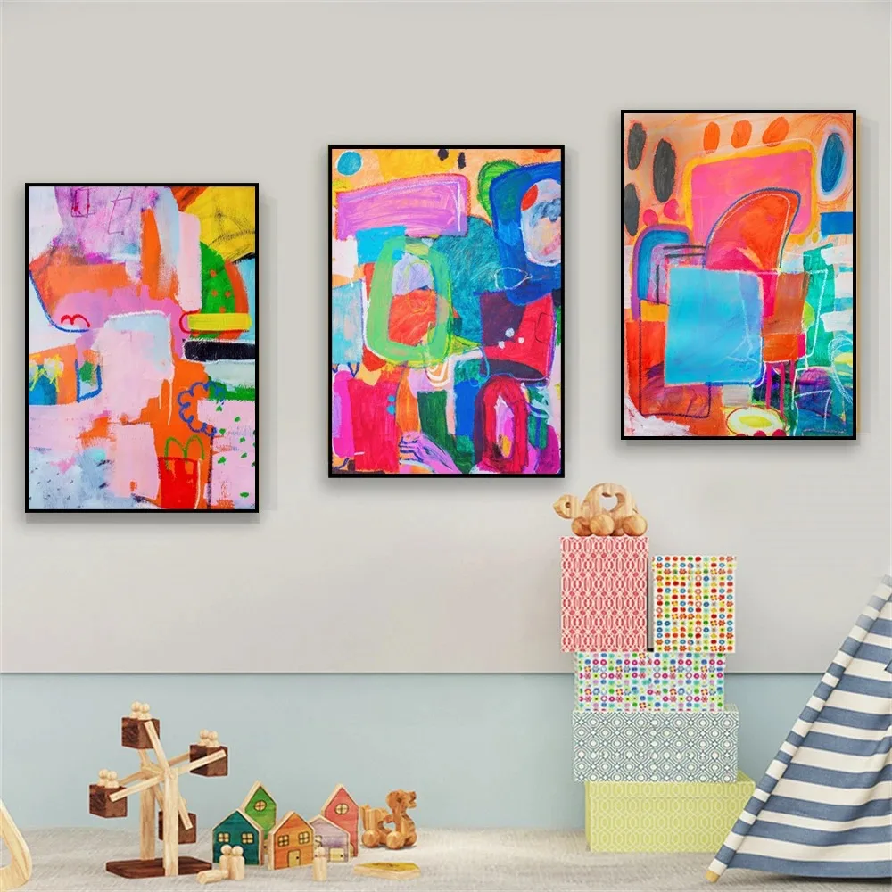Mid-Century Modern Colorful Wall Art Canvas Decor