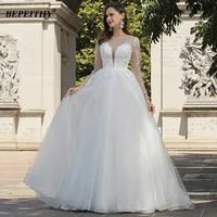 BEPEITHY Customized Pastrol O Neck Lace Modern Wedding Dresses For Women A Line Long Sleeves Wedding Dress Beach Bridal Gown 1