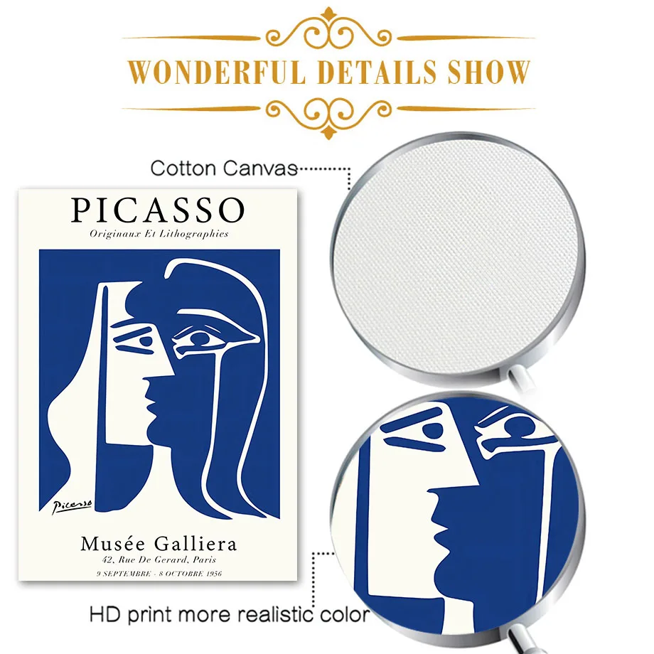 Quadri su tela astratti Matisse Picasso Bauhaus, stampe e poster con foglie lineari per l'arredamento del soggiorno - immagine 4