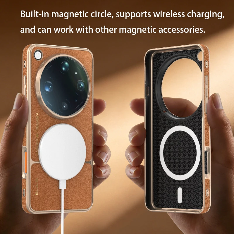 Sleek Leather Case with Built-in Magnet and Heat Dissipation - Comfortable Grip and Fashionable Design