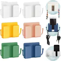 2PCS Wall Mount Phone Holder Self-Adhesive Wall Organizer Storage Box Plastic Charging Phone Stand Brackets Holder for Bedroom 1