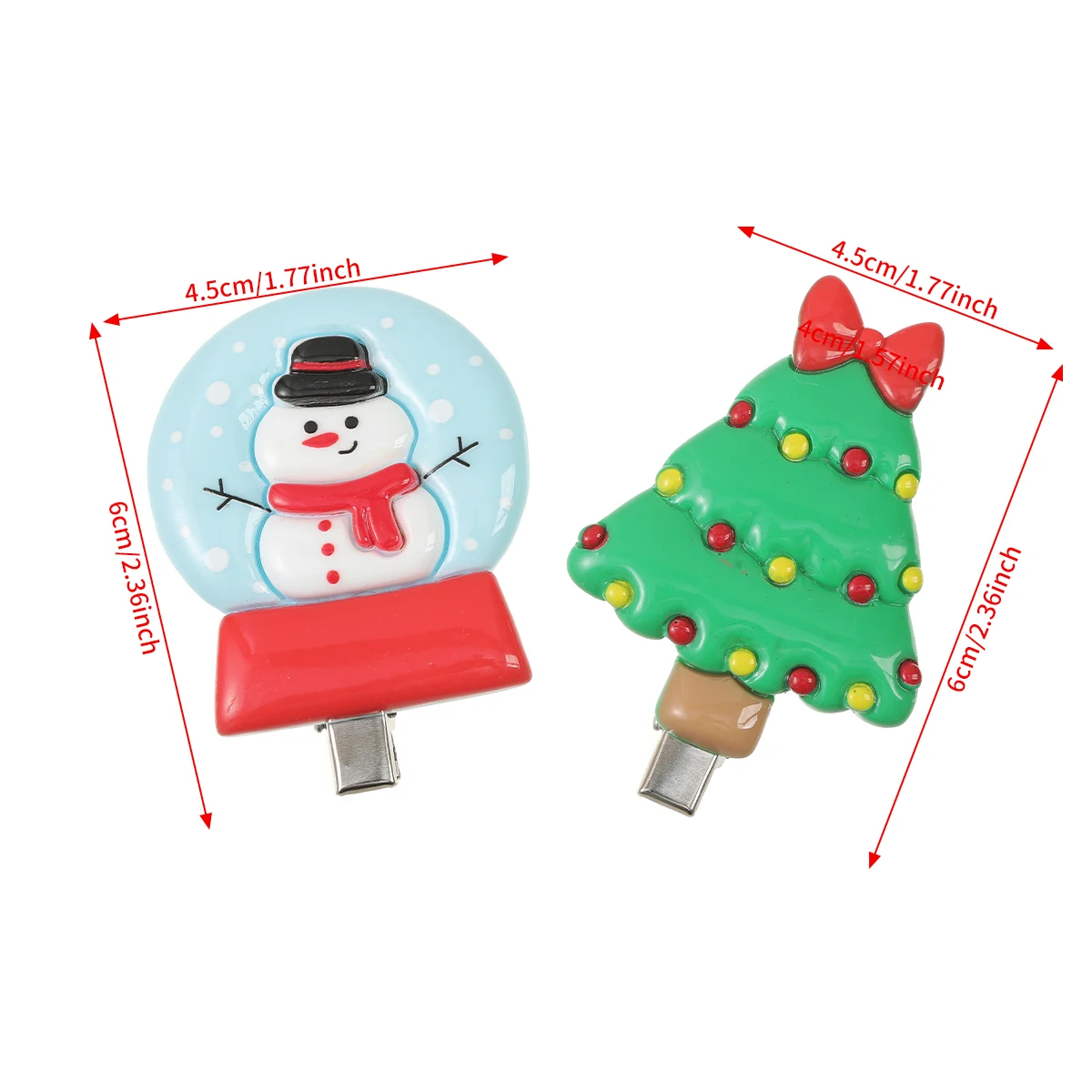 2 pcs/set Christmas Snowman Hair Clips White Cute Side Clip Christmas Tree Decorations Hairpin Girls Festival Styling Hair Clips