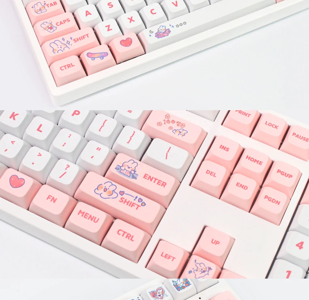 Kawaii Pink Bunny Pastel XDA Profile Keycaps (129 Keys)