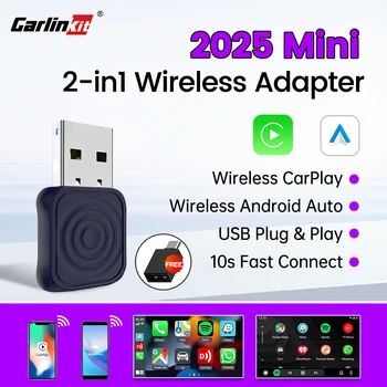 Carlinkit Adattatore CarPlay Wireless Adattatore Auto Android Wireless 2 in 1 Connessione automatica per Mazda Subaru Citroen Audi Mercedes Kia