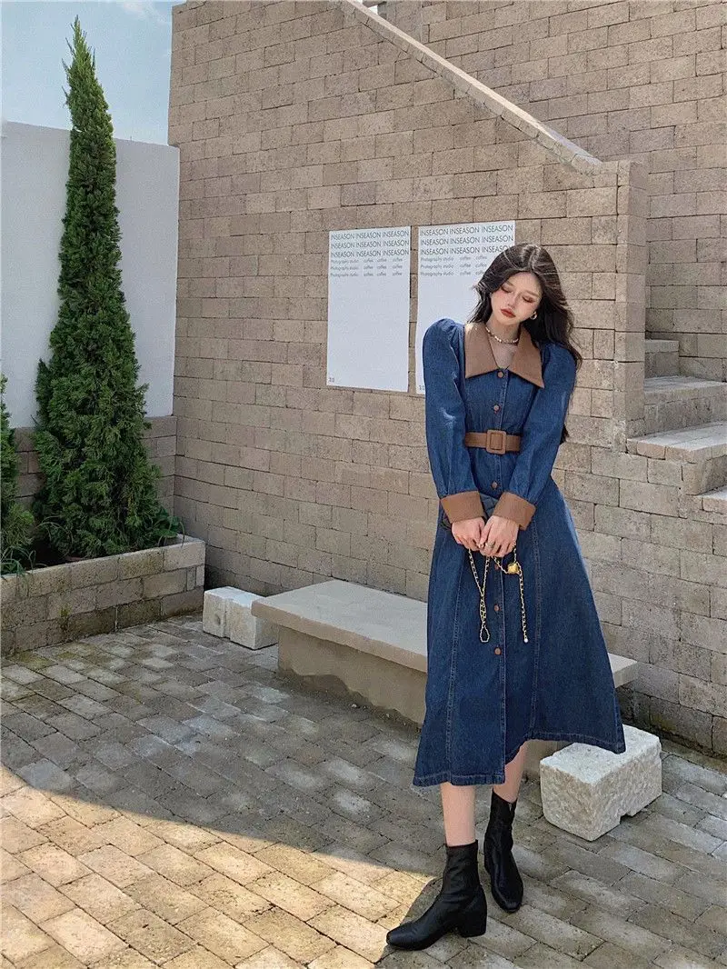 blue denim dress with belt Sun Seeker Wrap Dress