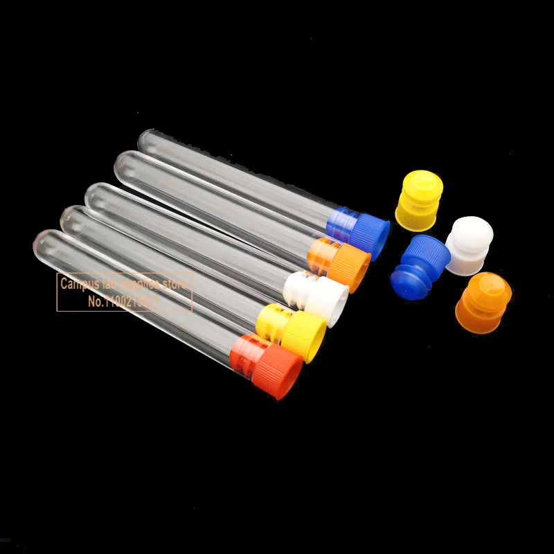 20pcs/50pcs Clear Plastic Test Tubes with Color Plugs Diameter 12/13/15