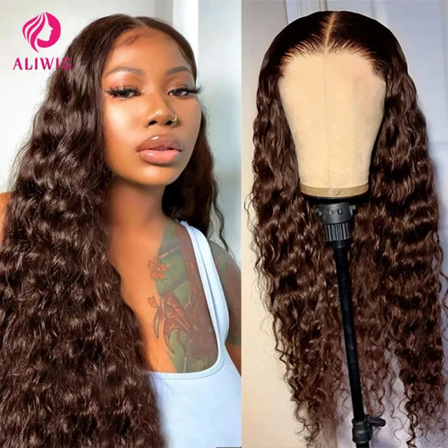 Perruque Lace Front Wig Naturelle Bouclée, Couleur Brun Chocolat, 13x4, 13x6, Pre-Plucked 1