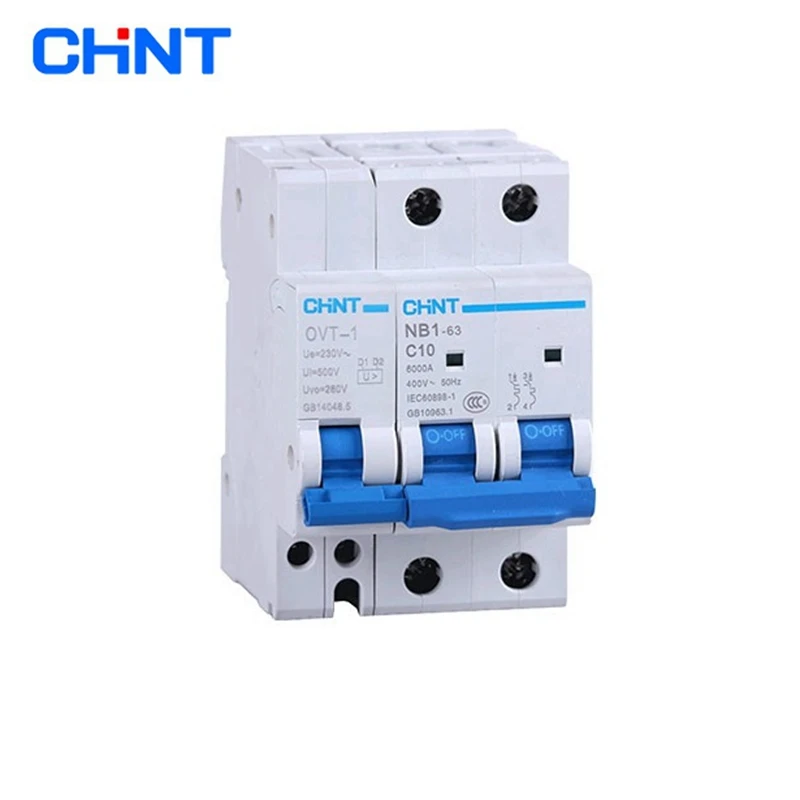 

CHINT OVT-1 NB1-63 POV-1 Over Voltage Protection Sobretensiónes Permanente 40A 16A 20A 25A 32A 63A Miniature Circuit Breaker MCB