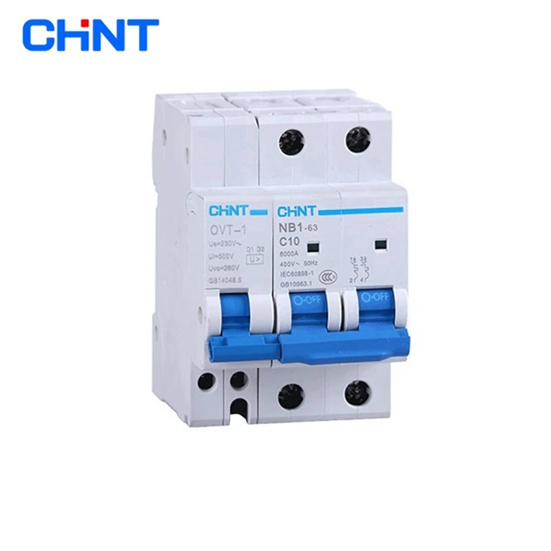 Disjuntor com Proteção de Sobretensão Chint Ovt1 Nb163 Pov-1 40a 16a 20a 25a 32a 63a Miniatura Mcb