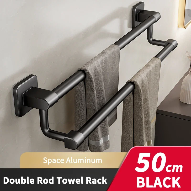 Wall Mounted Towel Holder Bathroom Organizer Shelf Rack