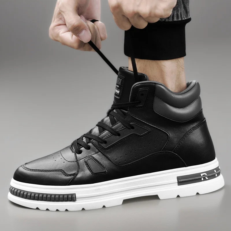 6cm 8cm height increasing shoes genuine Leather mens elevator shoes for man sports sneakers elevate taller lift shoes Luxury 6