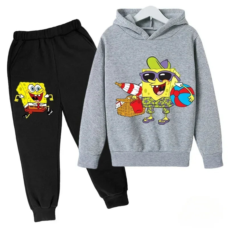 SpongeBob SquarePants Kids Long Sleeve Hoodies Kids Sweatshirt Pant Suit Casual Coat Sportswear Boys Girls Clothes Girls kids clothing set girls clothing set kids sports suit boys clothing set children sports suit kids sweatshirt set