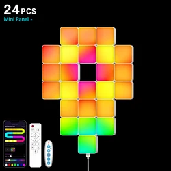 Dynamic RGB Color - Changing LED Wall Light Kit with App & Music Control (Squarelamp24PCS)