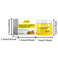 Coussinets nettoyants pour le visage à l'acide de curcuma kojique, tampons nettoyants expensants pour le visage, tampons nettoyants en profondeur pour la peau, coton, sous-soins pour la peau, 55 pièces 6