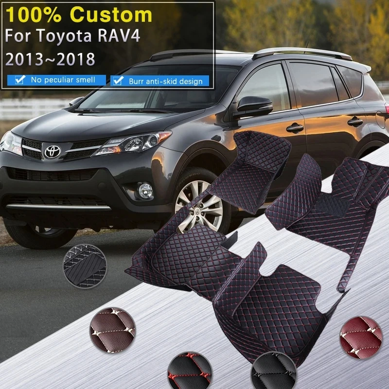 

Автомобильные коврики для Toyota RAV4 XA40 2013 ~ 2018, автомобильный прочный коврик, роскошный кожаный напольный коврик, коврик против грязи, ковер, автомобильные аксессуары 2014 2015
