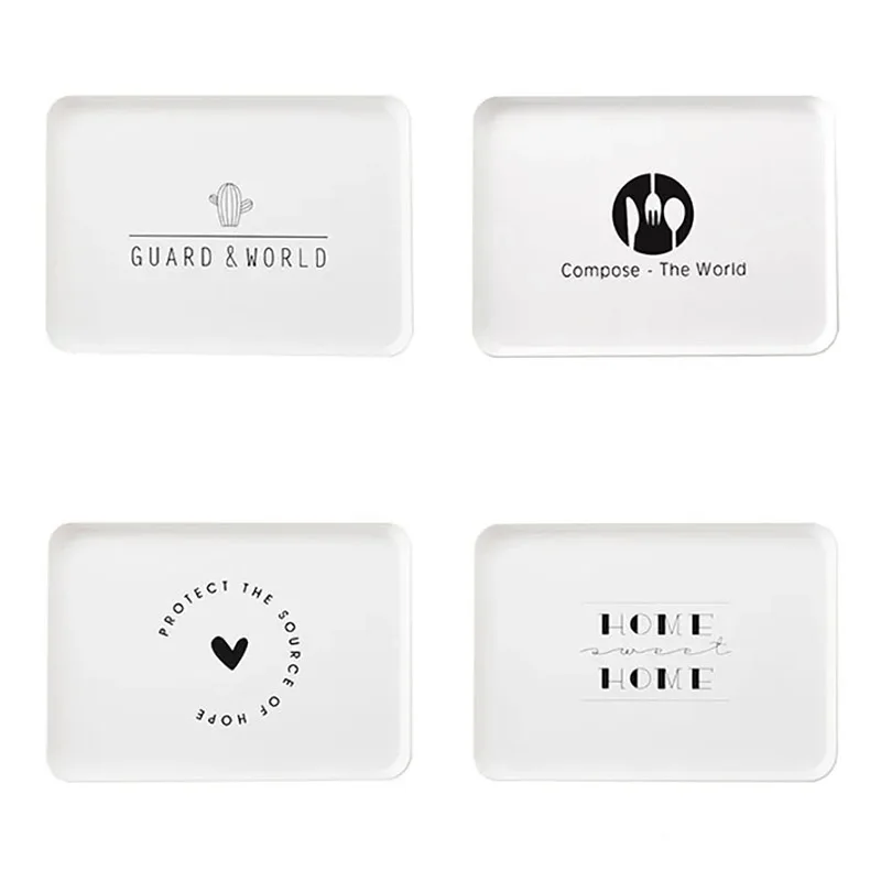 1PCS Food Plastic Dessert Serving Tray Tea Breakfast Bread Tray Snack Plate Storage Plates Square Cosmetics Dish Plate Dish 5