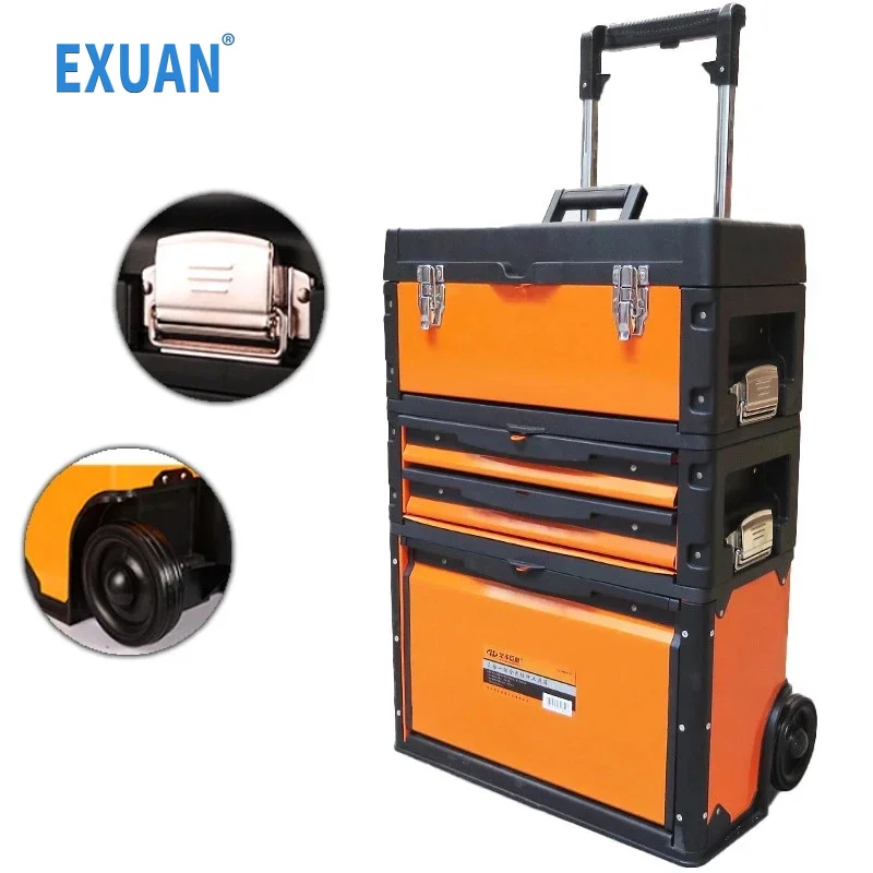 

Multi-Function Trolley Tool Box/Three-In-One Hardware Tool Box/Tool Cart With Wheeled Removable Drawer/Three-Layer Removable