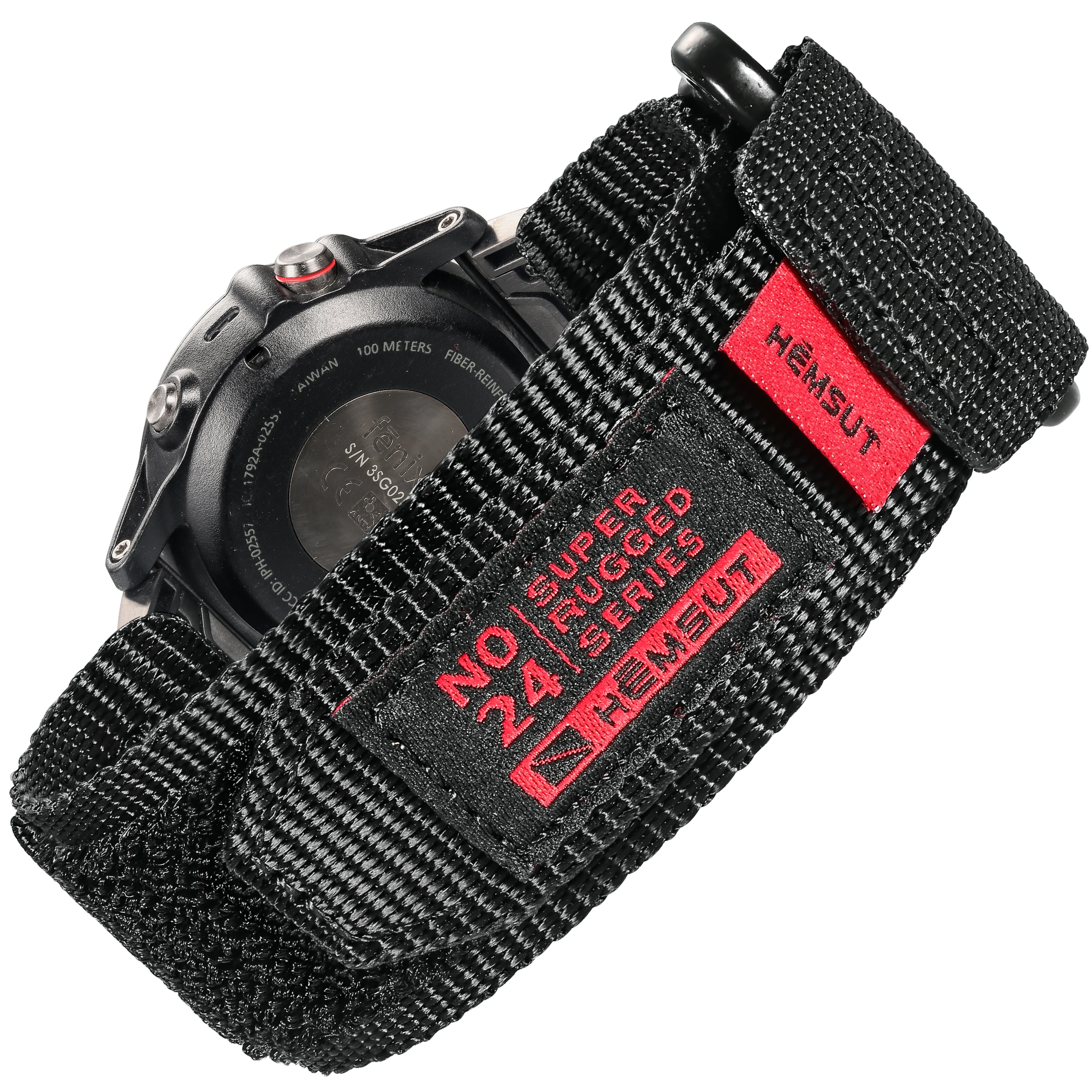 BlackQuickfitGarminWatchBandSuperRuggedNylonSportsStrapWoven